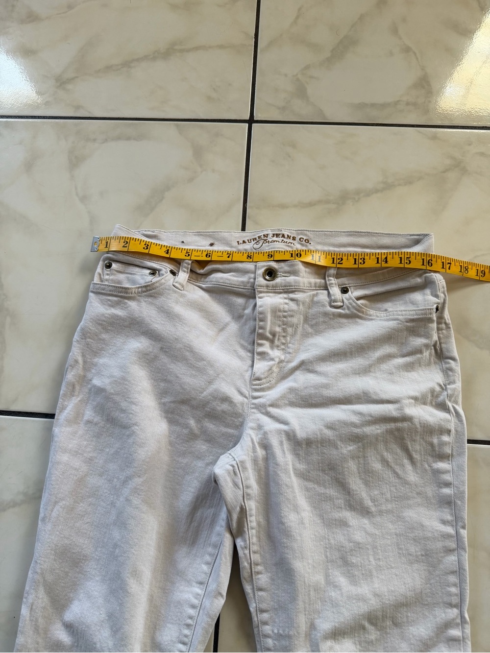 Lauren Ralph Lauren Cream Wide-Leg Jeans - Picture 5 of 8